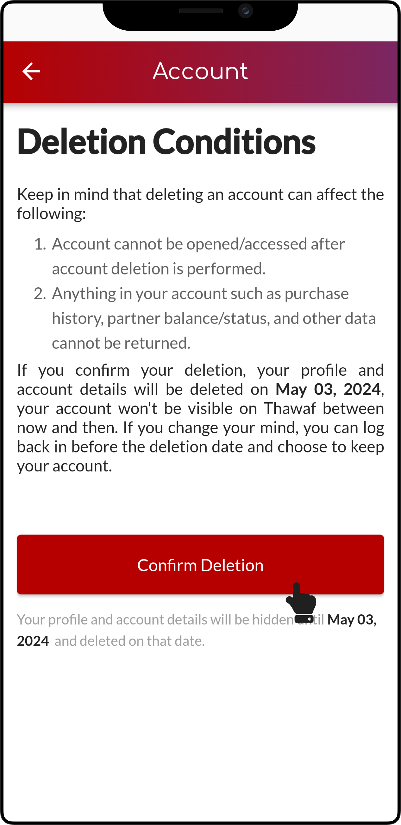 Deletion Information section